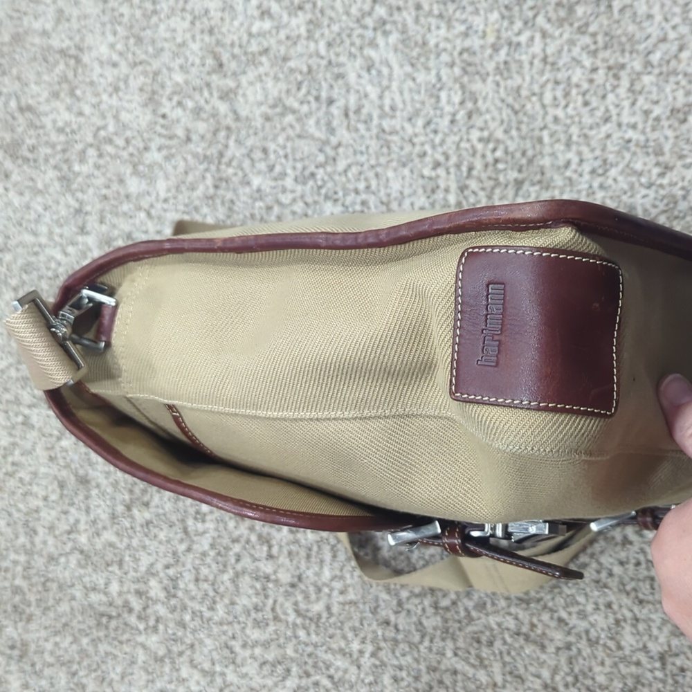 Hartmann briefcase tan canvas and brown leather Hudson collection - Picture 5 of 11